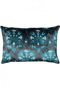 Velvet Ikat Fan Blue Cushion by The Rug Company