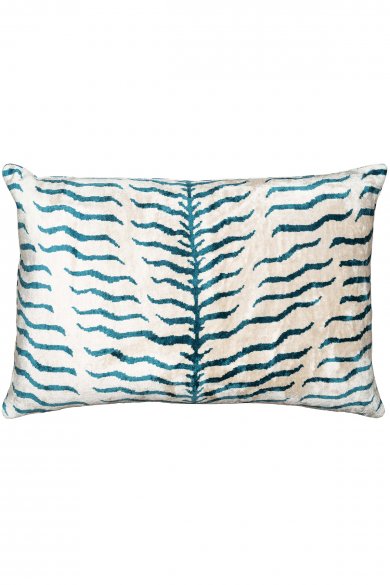 Velvet Ikat Tiger Blue Cushion by The Rug Company