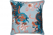 Load image into Gallery viewer, Lion Dance Blue Cushion by Guo Pei