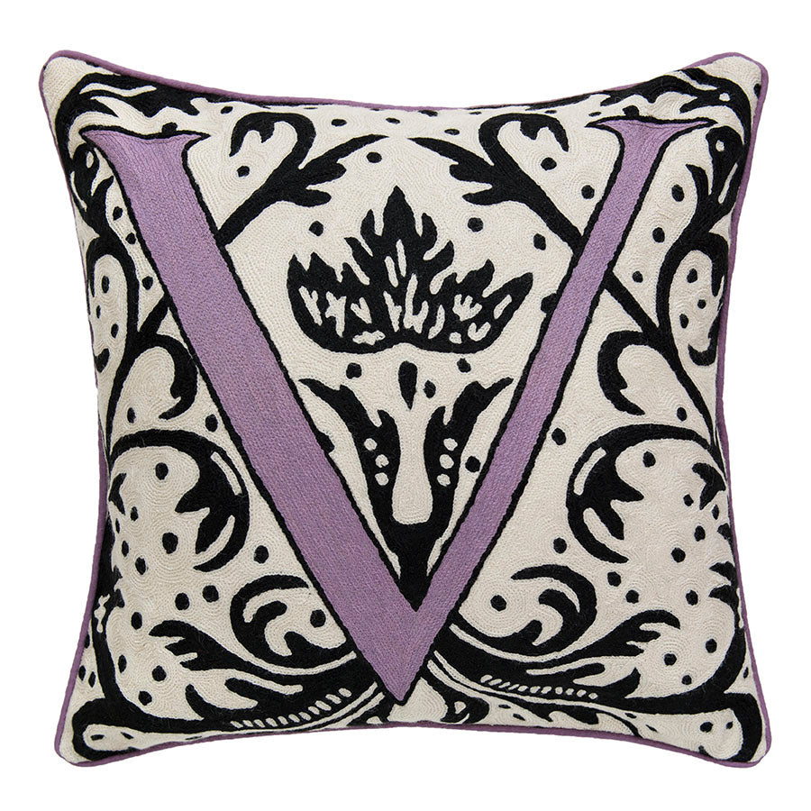 Alphabet V Cushion by Sue Timney